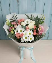 Букет цветов из:  Розы, Лизиантусы и Хризантемы в Сосново-Озерском
