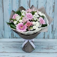 Букет цветов из:  Герберы, Альстромерии и Хризантемы в Сосново-Озерском