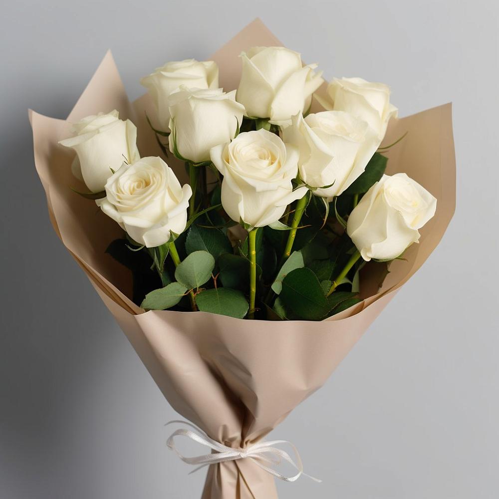 Букет 9 Белых роз Эдлесс Лав в Сосново-Озерском