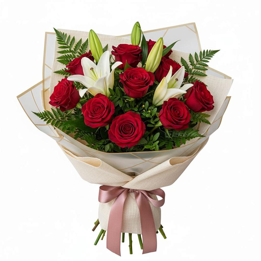 Букет цветов из: Лилии и Розы в Сосново-Озерском