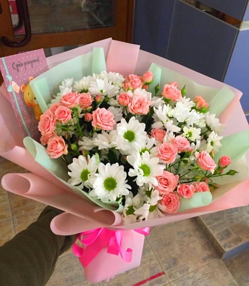 Букет цветов из: Розы и Хризантемы в Сосново-Озерском