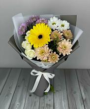 Букет цветов из:  Розы, Герберы и Хризантемы в Сосново-Озерском