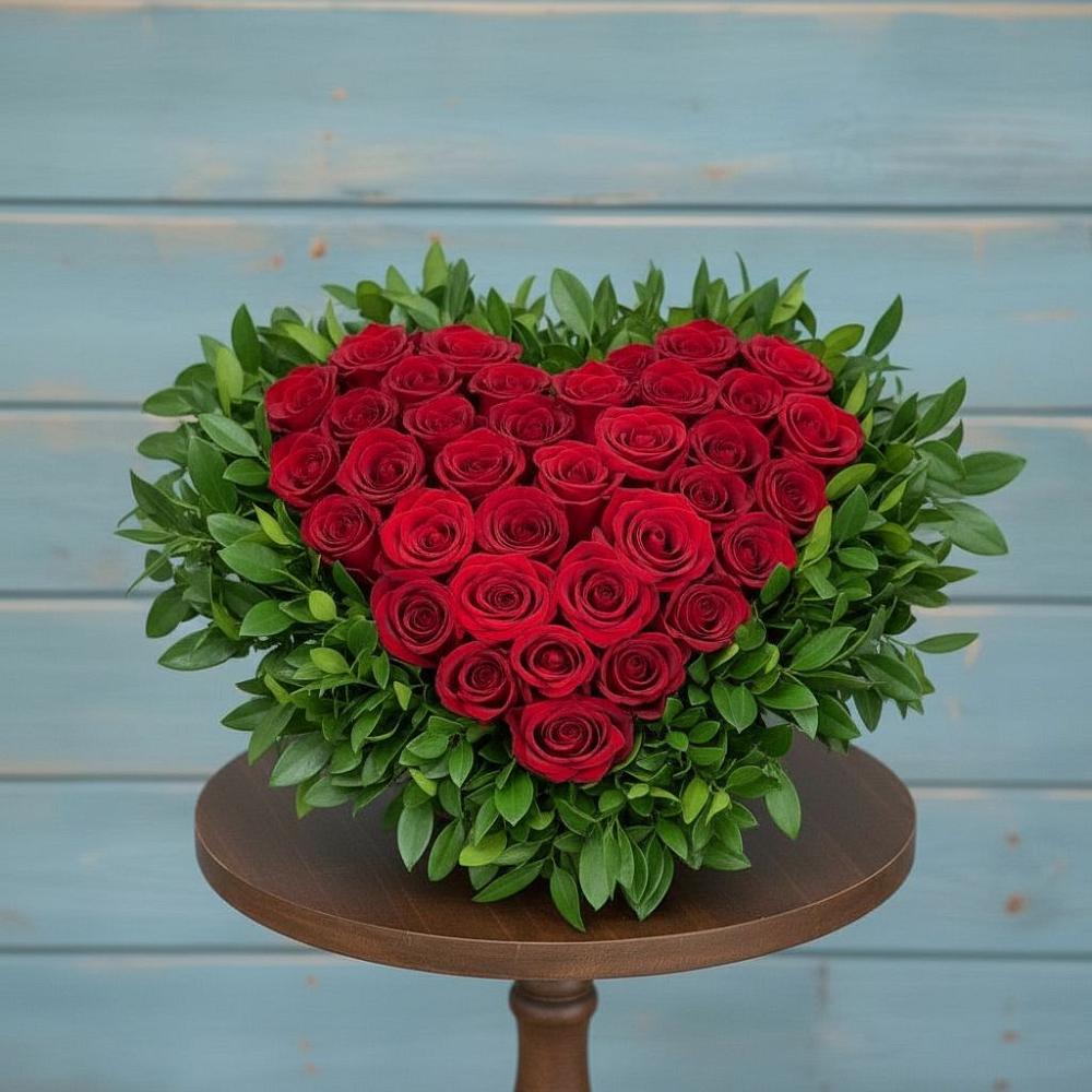 Цветочная композиция из Розы в виде сердца в Сосново-Озерском