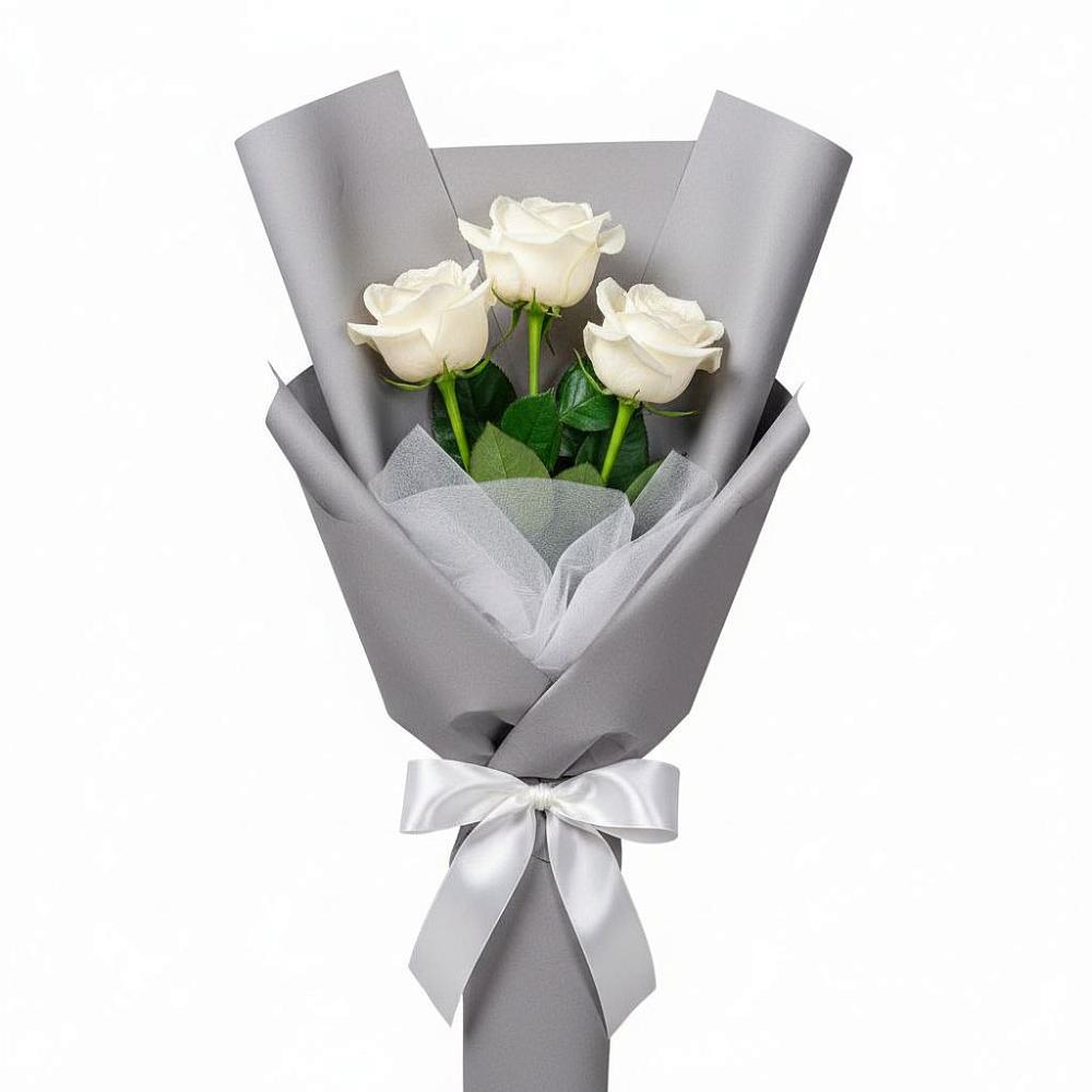 Букет 3 белые розы в Сосново-Озерском