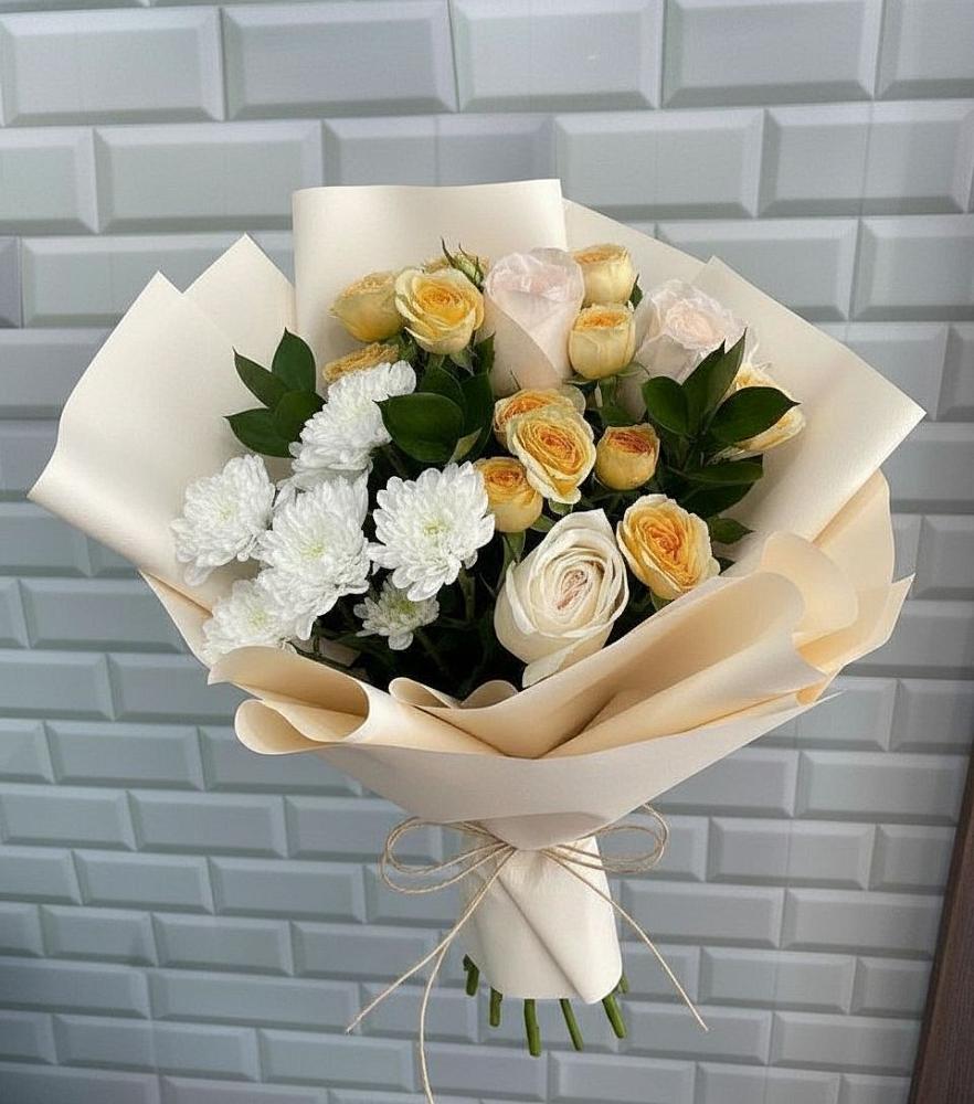 Букет цветов из: Розы и Хризантемы в Сосново-Озерском