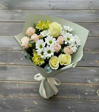 Букет цветов из:  Альстромерии, Розы и Хризантемы в Сосново-Озерском