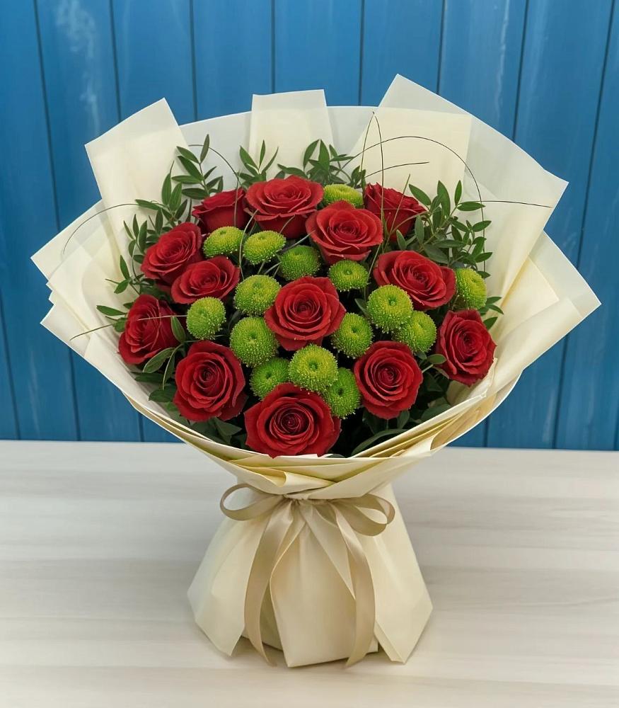 Букет цветов из: Розы и Хризантемы в Сосново-Озерском