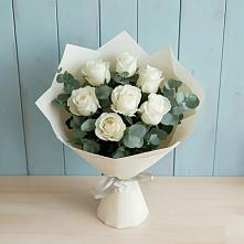 Букет Белые розы в Эвкалипте в Сосново-Озерском