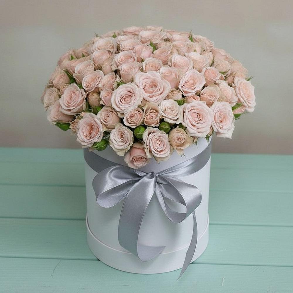 Цветочная композиция из Розы в шляпной коробке в Сосново-Озерском